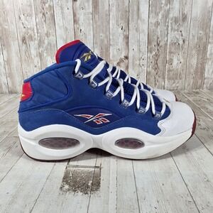 Reebok Question Mid Philadelphia 76ers Blue White Red‎ J99071 Mens 9 Basketball